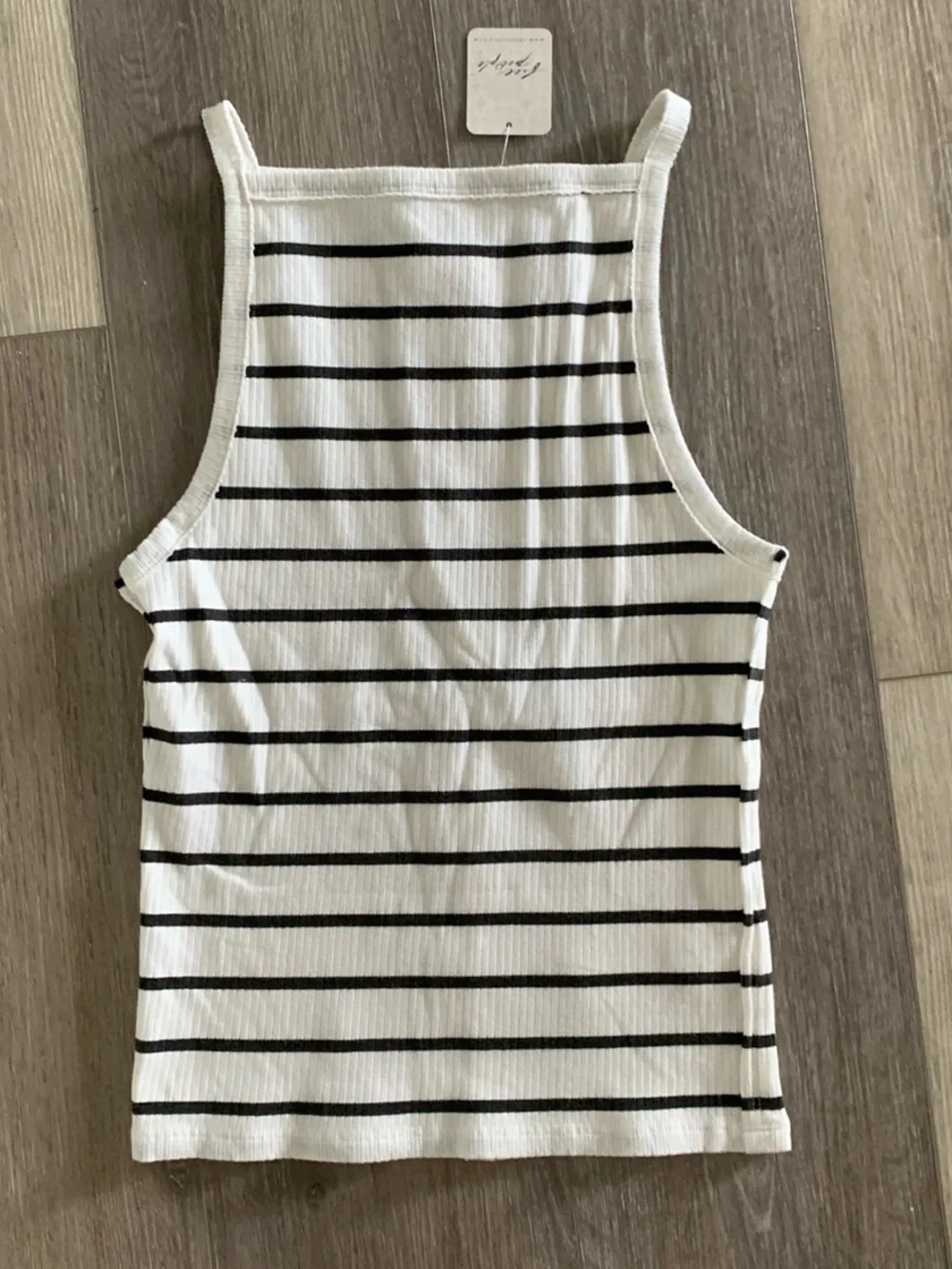 FREE PEOPLE We The Free Mia Striped Tank Top Black White NWT